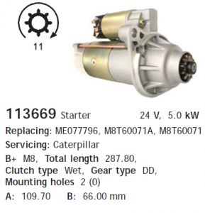    Caterpillar   Mitsubishi 24 volt 11 tooth 5.0kw