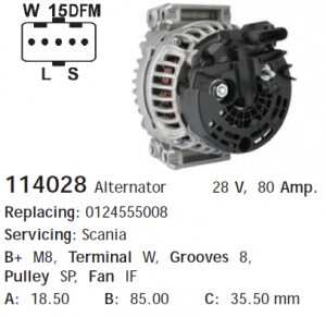  Scania 24 volt 80 Amper 0124555008