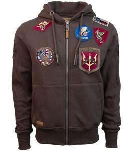  Top Gun Men's zip up hoodie with patches ()