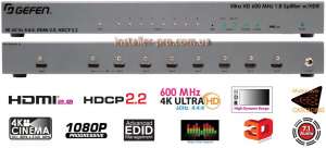 Gefen EXT-UHD600-18 Сплиттер 1х8 сигналов HDMI с HDR с полосой пропускания 600 МГц - объявление