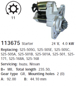 Isuzu 4HF1, 4BE1  starter 