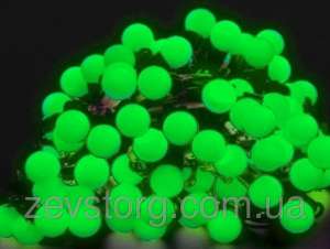 LED Гирлянда нить ШАРИКИ 5 м, черный кабель(50 Led), зеленые - оголошення
