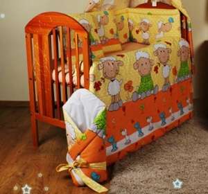 Бампер, защитка в детскую кроватку -Барашки- Желтые - оголошення