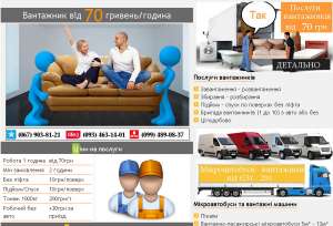 Вантажники Київ недорого - объявление