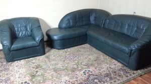 Диван угловой кожаный с креслом из Европы - объявление