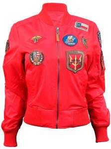 Женский бомбер Miss Top Gun MA-1 jacket with patches (красный) - оголошення