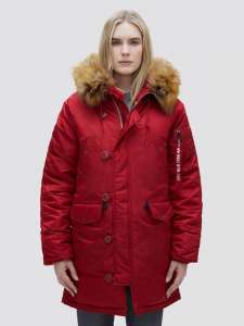 Зимняя женская куртка аляска N-3B W Parka Alpha Industries, красная - объявление