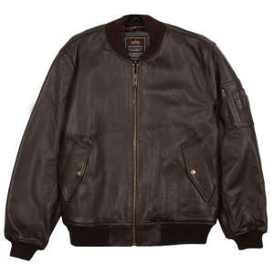 Кожаная мужская летная куртка MA-1 Leather (коричневая) - оголошення