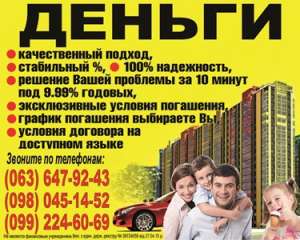 Кредит без застави. Гроші на протязі 10 хвилин - объявление