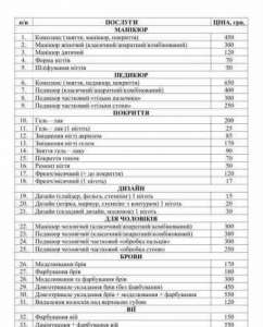 Манікюр, педикюр, фарбування та моделювання брів, ламінування вій