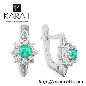 НОВЫЕ серебряные серьги с натуральным изумрудом 0,40 карат (Код: с1033) Есть кольцо и кулон в комплект! - объявление