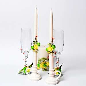 Набор свадебных свечей с бокалами 450 грн. - объявление