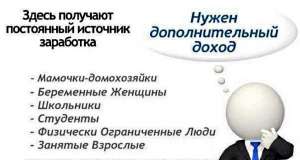 Подработка в интернете на дому без вложений - объявление