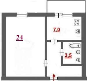 Продам 1 ком. квартиру в Черкассах в кирпичном доме за 29,5 тыс. $. 067-936-85-95