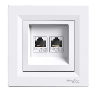 Розетка компьютерная 2-я RJ45 кат.6/UTP «Asfora», (цвет белый) - объявление