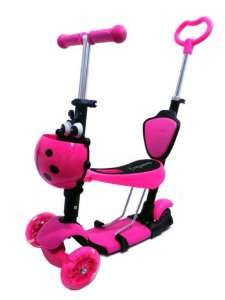 Самокат Scooter 4в1 с родительской ручкой розовый - оголошення