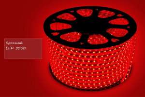 Светодиодный дюралайт led 5050 красный, 100 метров
