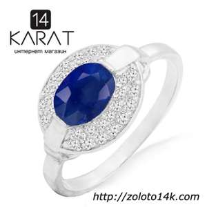 Серебряное кольцо с натуральным сапфиром 1,00 карат 16-19 мм. НОВОЕ (Код: к1020) 100% натуральные камни. - оголошення
