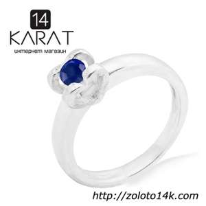 Серебряное кольцо сердце с натуральным сапфиром 0,20 карат 16-18 мм. НОВОЕ (Код: к1029) 100% натуральные камни. - объявление
