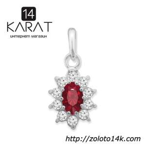 Серебряный кулон с натуральным гранатом 0,30 карат и цирконами. Новый (Код: п1014) 100% натуральные камни. Есть кольцо и серьги - объявление