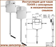 Система инсталляции с сенсорным и механическим смывом для чаши Генуя - объявление