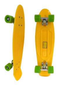 Скейт Longboard Penny желтый 28 с зелеными колесами - объявление