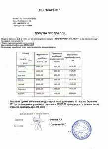 Справка о доходах в Украине - объявление