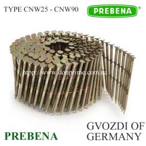 Цвях столярний Тип-CNW (2,1x25 - 3,4x90 мм) для пневмопістолета - объявление